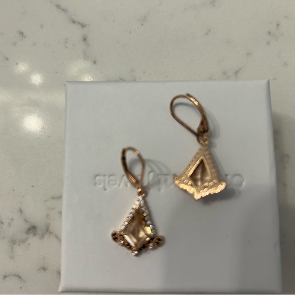 Real Rose gold earrings w/ lab made peach morganite gemstone 💎 - Picture 3 of 4